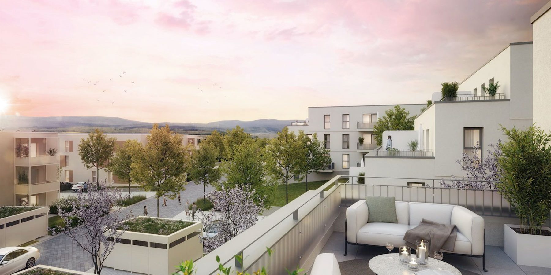 Unverbindliche Beispieldarstellung Dachterrasse, Wohnung A3.08, 1. Obergeschoss