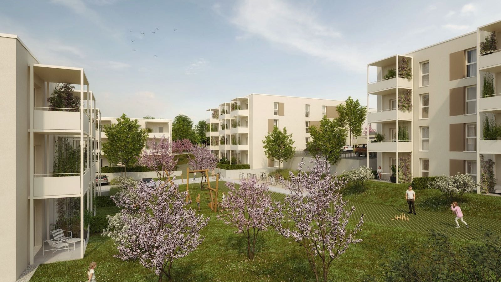 Unverbindliche Beispieldarstellung Gartenansicht, Häuser B1-B4