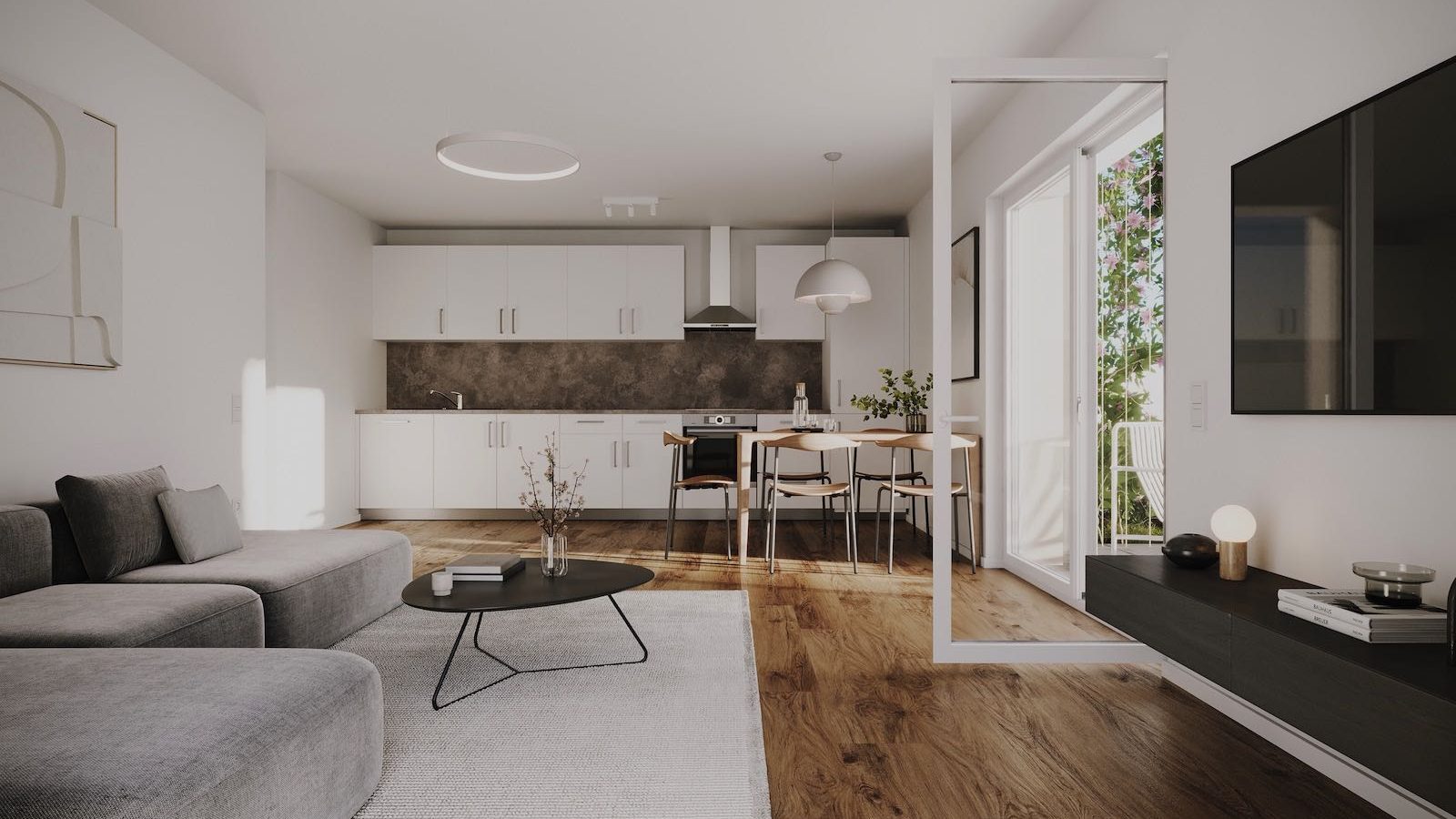 Unverbindliche Beispieldarstellung KOCHEN/WOHNEN/ESSEN, Wohnung B3.06, Erdgeschoss
