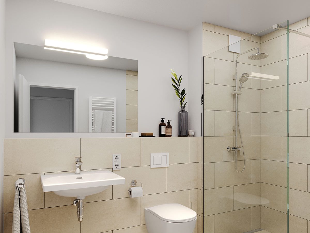 Unverbindliche Beispieldarstellung Bad, Wohnung B4.13, 1. Obergeschoss